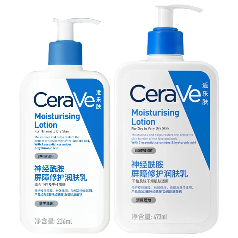 CeraVe Lotion hydratante quotidienne pour peau sèche Lotion pour le corps et hydratant pour le visage avec acide hyaluronique et céramides 236 ml/473 ml