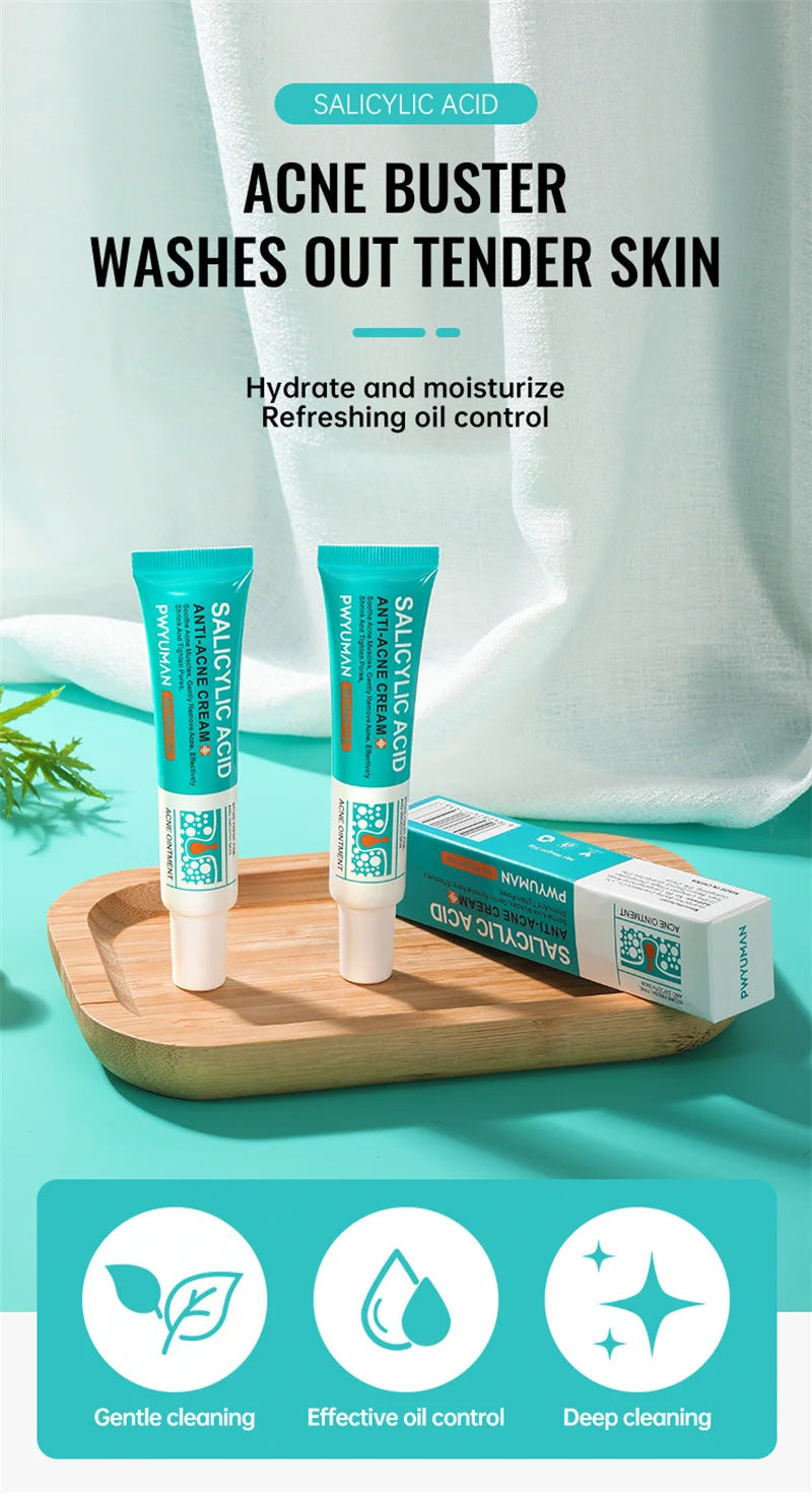Crème pour le visage à l'acide salicylique, élimination de l'acné, contrôle de l'huile, rétrécit les Pores, éclaircit les marques d'acné, Gel de mélanine, soins pour la peau lisses, beauté coréenne 30g