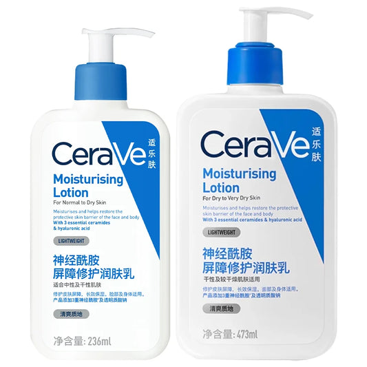 CeraVe Lotion hydratante quotidienne pour peau sèche Lotion pour le corps et hydratant pour le visage avec acide hyaluronique et céramides 236 ml/473 ml