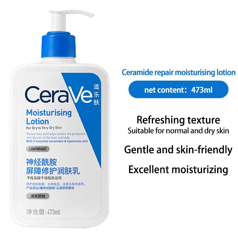 CeraVe Lotion hydratante quotidienne pour peau sèche Lotion pour le corps et hydratant pour le visage avec acide hyaluronique et céramides 236 ml/473 ml