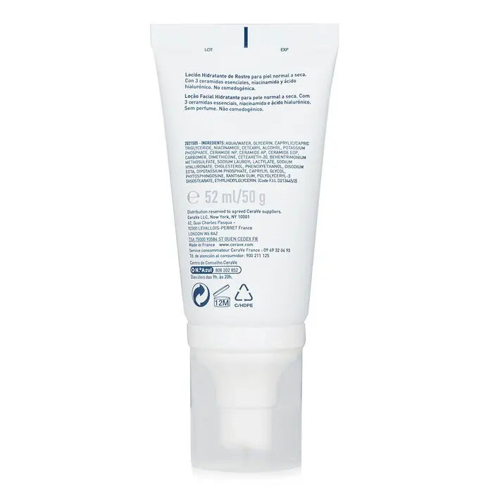 Lotion hydratante pour le visage CeraVe pour peaux normales à sèches 52 ml/1,75 oz