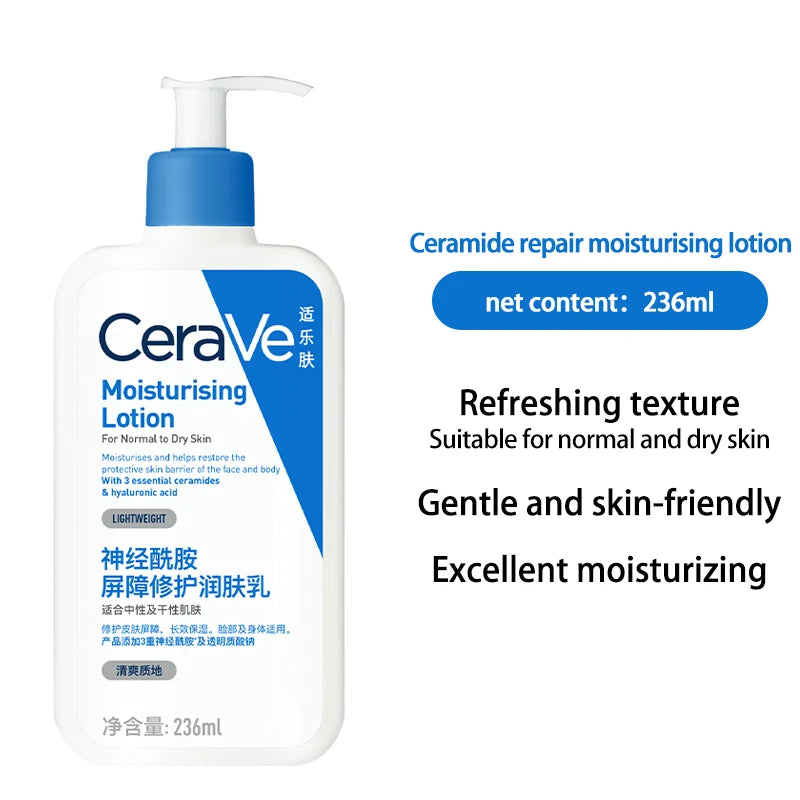 CeraVe Lotion hydratante quotidienne pour peau sèche Lotion pour le corps et hydratant pour le visage avec acide hyaluronique et céramides 236 ml/473 ml