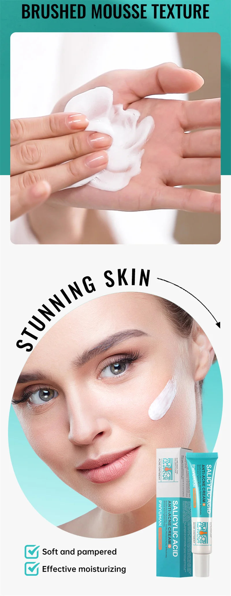 Crème pour le visage à l'acide salicylique, élimination de l'acné, contrôle de l'huile, rétrécit les Pores, éclaircit les marques d'acné, Gel de mélanine, soins pour la peau lisses, beauté coréenne 30g